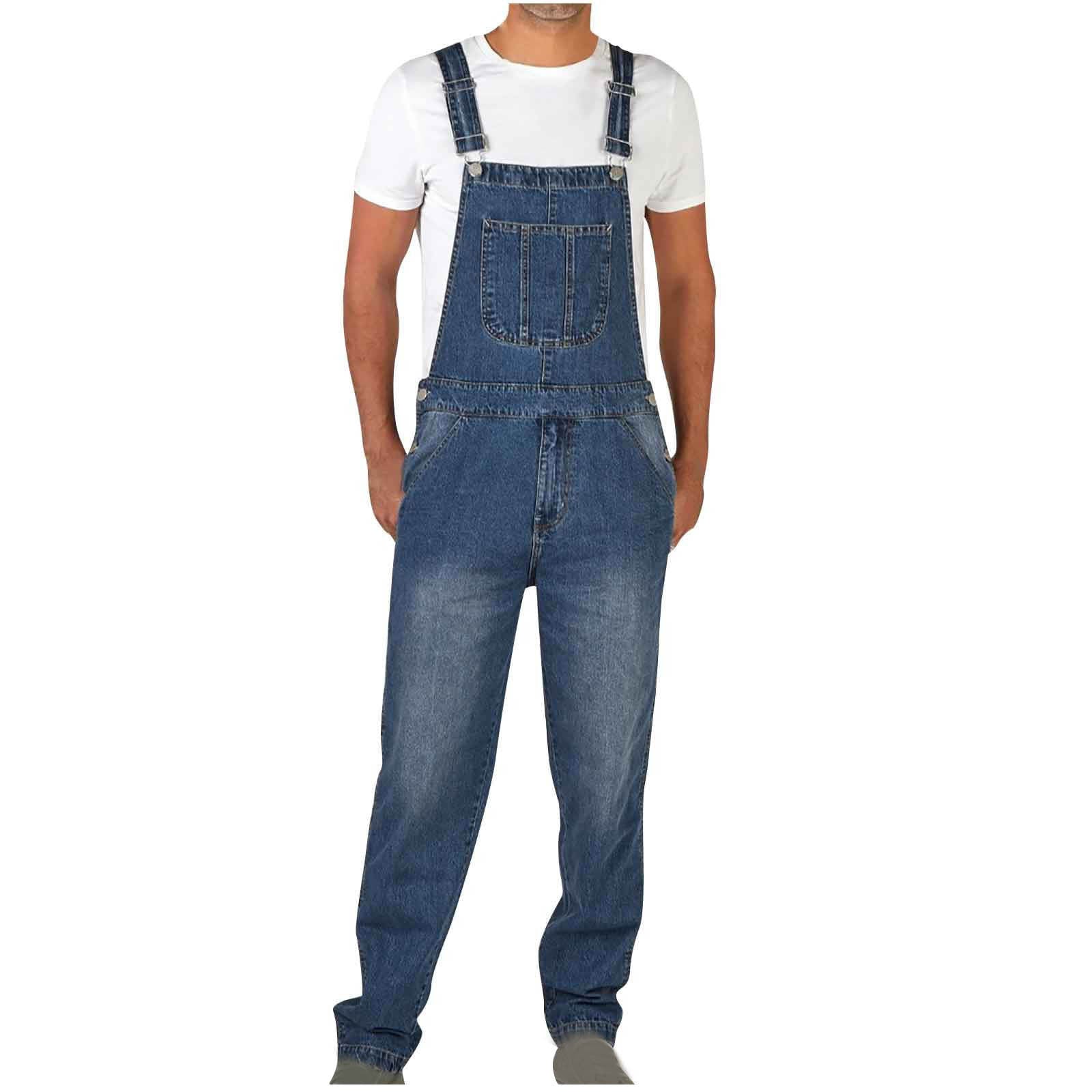 American-style Retro Design Denim Suspender Pants