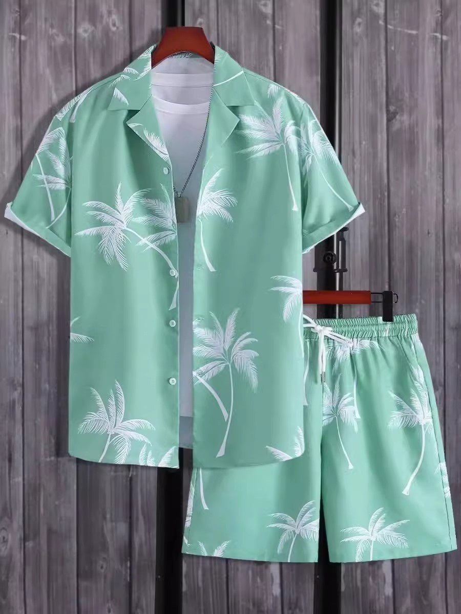 Beach Style Short Sleeve Shirt Men's Suit