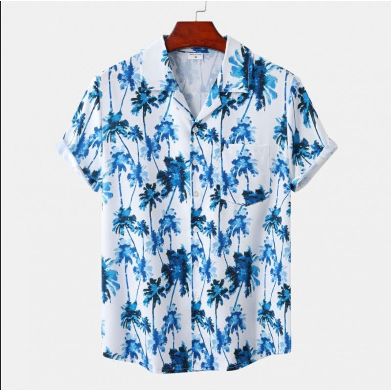 Men's Short-sleeved Shirt Stylish Beach Style Printed Shirt