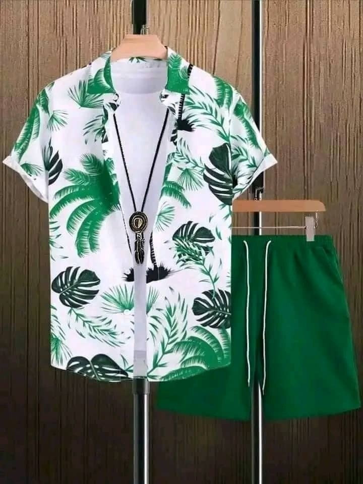Beach Style Short Sleeve Shirt Men's Suit