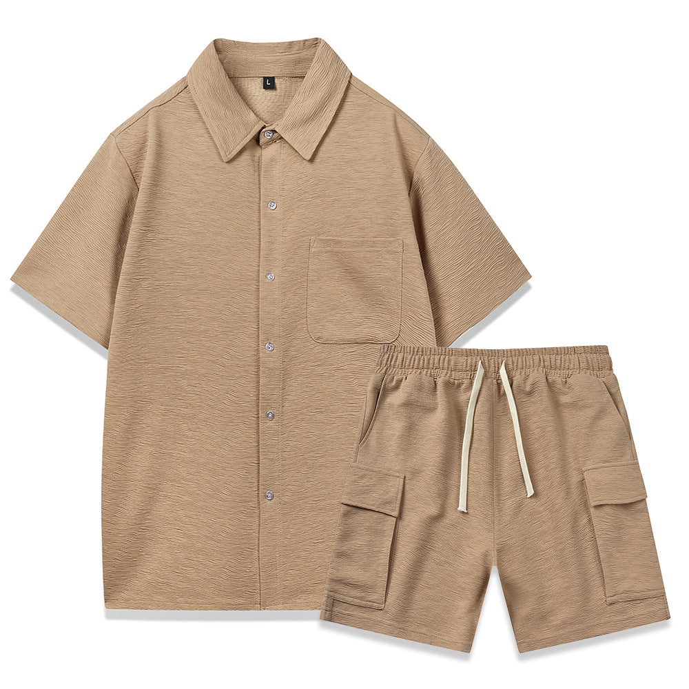 Elastic Waist Shorts Plain Young Two-piece Set