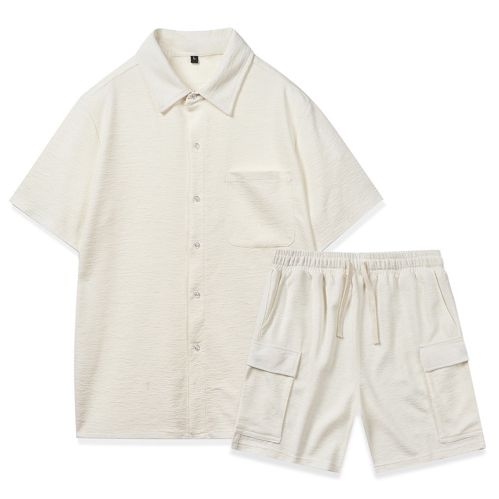 Elastic Waist Shorts Plain Young Two-piece Set