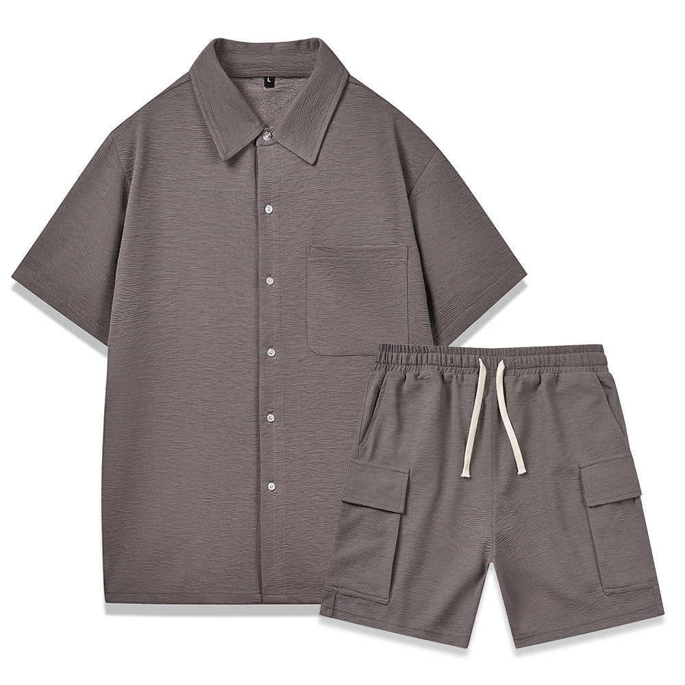 Elastic Waist Shorts Plain Young Two-piece Set