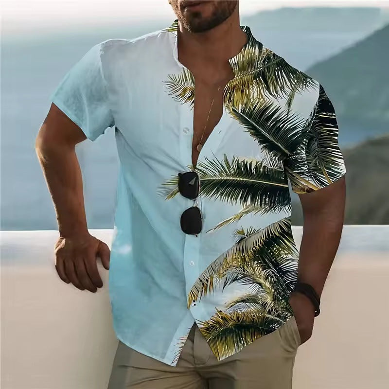 Men's Shirt Printed Beach Short Sleeve Top