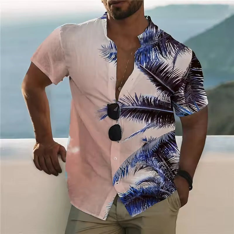 Men's Shirt Printed Beach Short Sleeve Top