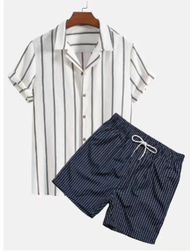 Beach Style Short Sleeve Shirt Men's Suit