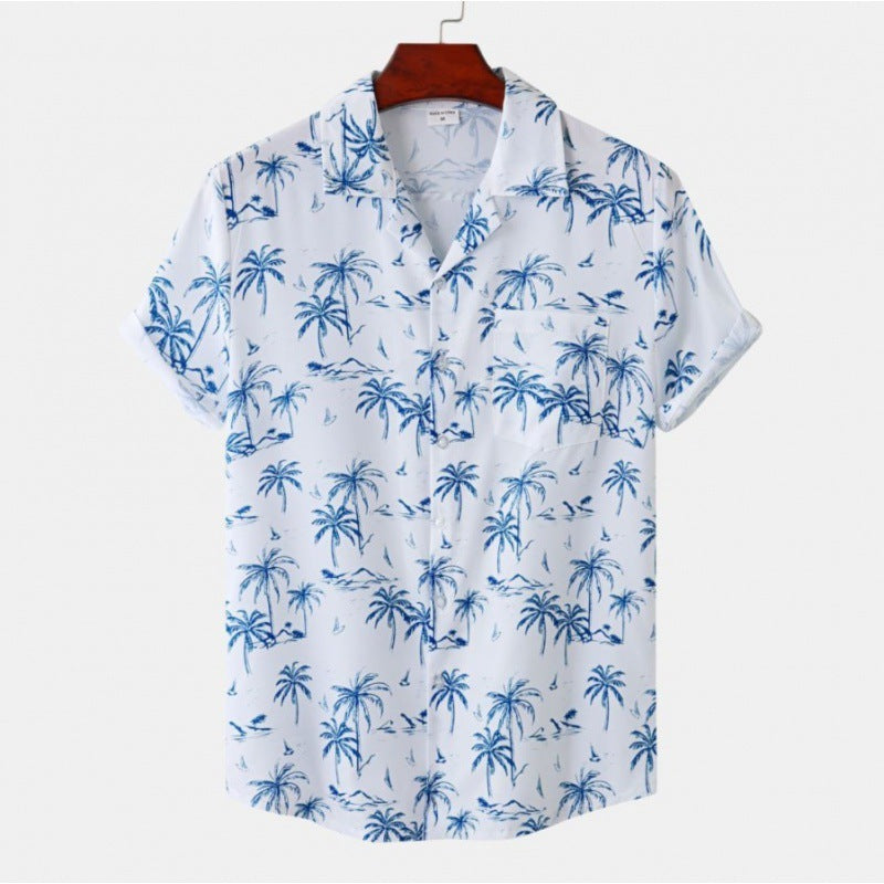 Men's Short-sleeved Shirt Stylish Beach Style Printed Shirt