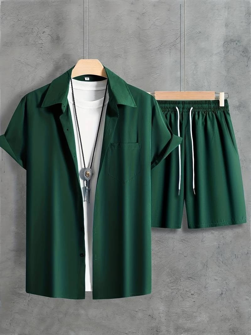 Beach Style Short Sleeve Shirt Men's Suit