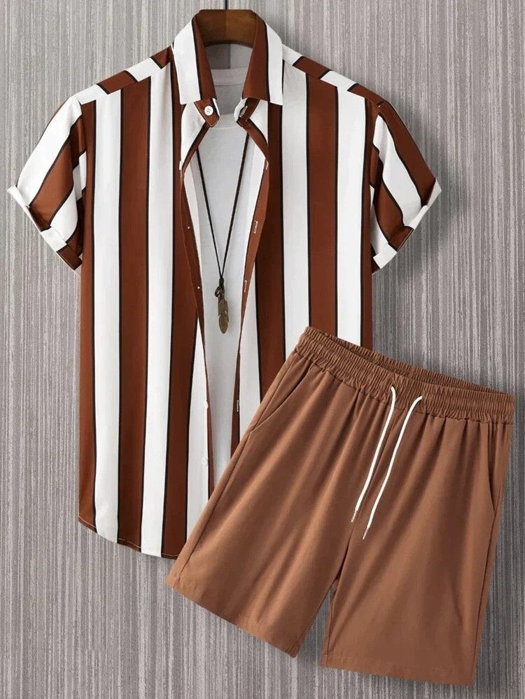 Beach Style Short Sleeve Shirt Men's Suit